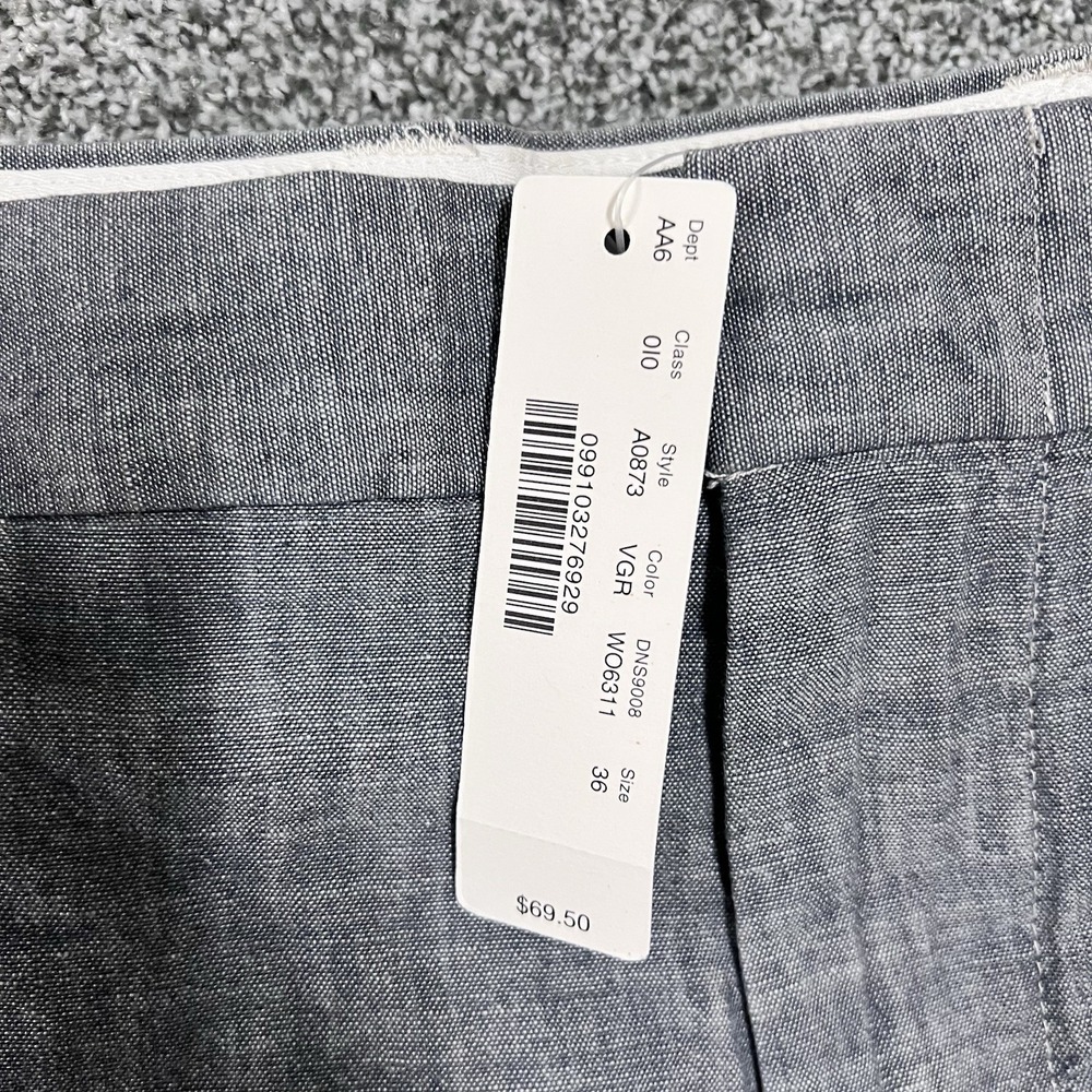 J.Crew Club Linen Blend Shorts Gray Flat Front Chino Mens 36 NWT A0873 - Picture 2 of 6